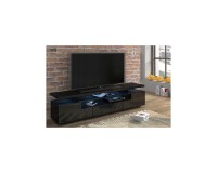 TV unit EVA 180 cm, black matt with black gloss TV unit EVA 180 cm, black matt with black gloss