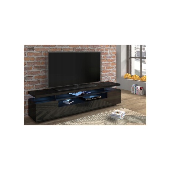 TV unit EVA 180 cm, black matt with black gloss TV unit EVA 180 cm, black matt with black gloss