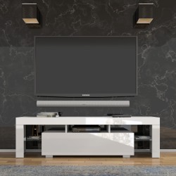 TV unit BIM 160 cm, white matt with white gloss