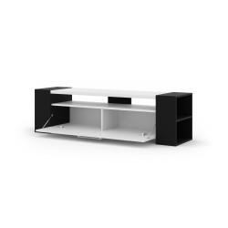 TV unit LIVIA 160 cm, black matt with white gloss