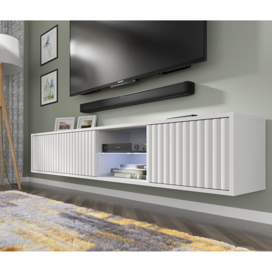 TV unit MITA 156 cm wall hung, white matt TV unit MITA 156 cm wall hung, white matt