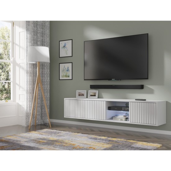 TV unit MITA 156 cm wall hung, white matt TV unit MITA 156 cm wall hung, white matt