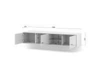 TV unit MITA 156 cm wall hung, white matt TV unit MITA 156 cm wall hung, white matt