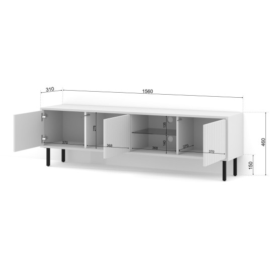TV unit MITA 156 cm wall hung, white matt TV unit MITA 156 cm wall hung, white matt