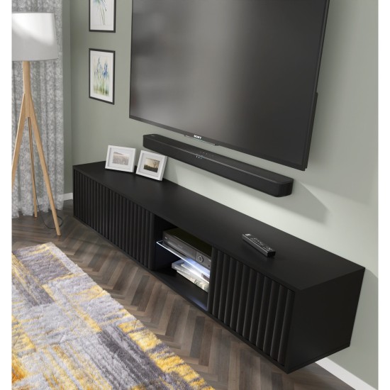 TV unit MITA 156 cm wall hung, black matt TV unit MITA 156 cm wall hung, black matt