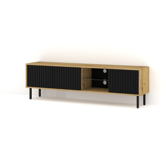 TV unit MITA 156 cm wall hung, artisan oak with black matt TV unit MITA 156 cm wall hung, artisan oak with black matt