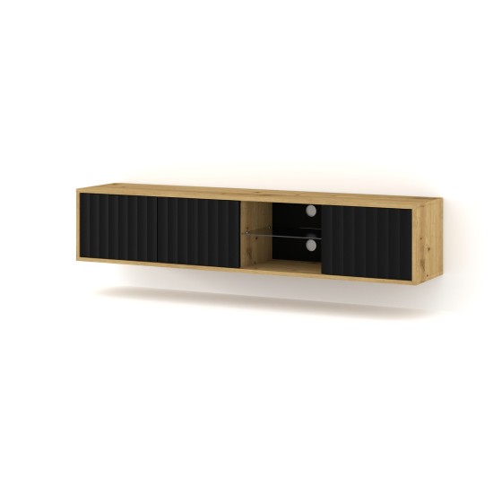 TV unit VINA 156 cm wall hung, artisan oak with black matt