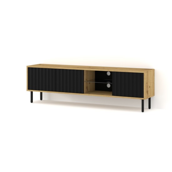 TV unit VINA 156 cm wall hung, artisan oak with black matt
