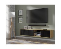 TV unit VINA 156 cm wall hung, artisan oak with black matt
