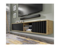 TV unit VINA 156 cm wall hung, artisan oak with black matt