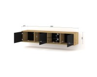 TV unit VINA 156 cm wall hung, artisan oak with black matt