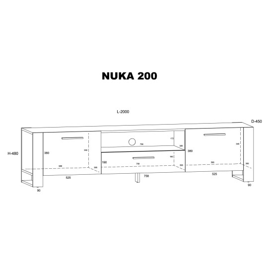 מזנון טלוויזיה NUKA 200 על רגליים, אלון Grange מזנון טלוויזיה NUKA 200 על רגליים, אלון Grange
