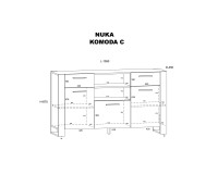 Sideboard NUKA C 155 cm on legs, Grange oak