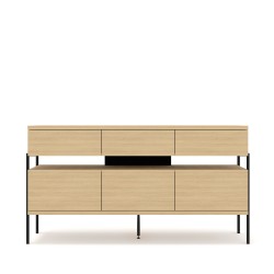 Sideboard PUFFIN 154 cm, three drawers and three doors, natural oak