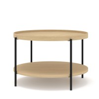 Coffee table PUFFIN round 84 cm, natural oak