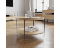 Coffee table PUFFIN round 84 cm, natural oak