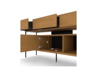 Комод PUFFIN 154 см, три ящика и три дверцы, грецкий орех