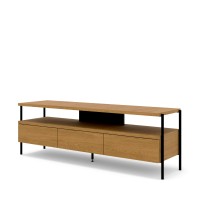TV unit PUFFIN 154 cm, three drawers, walnut