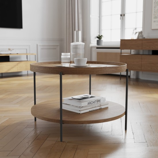 Coffee table PUFFIN round 84 cm, walnut