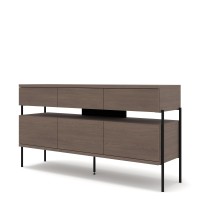 Sideboard PUFFIN 154 cm, three drawers and three doors, cool brown