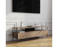 TV unit PUFFIN 154 cm, three drawers, cool brown