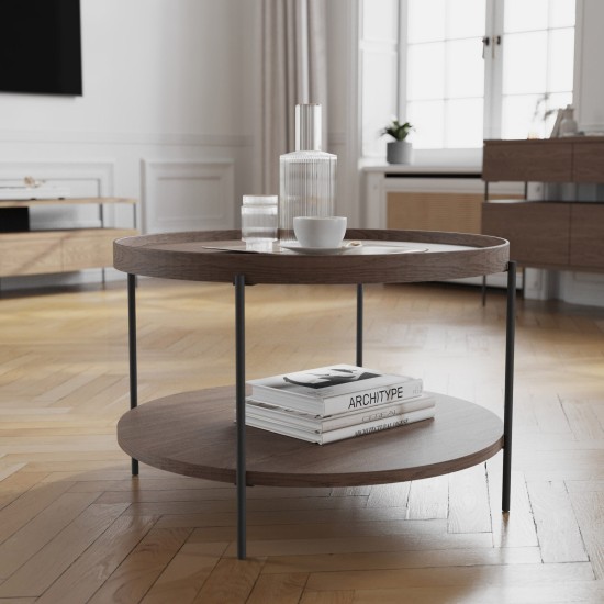Coffee table PUFFIN round 84 cm, cool brown