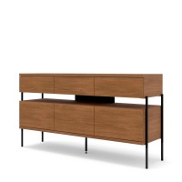 Sideboard PUFFIN 154 cm, three drawers and three doors, cherry