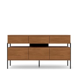 Sideboard PUFFIN 154 cm, three drawers and three doors, cherry
