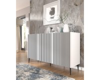 Комод RAVENNA FP 150 см, 3 двери, белый с чёрным, чёрные металлические ножки