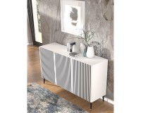 Комод RAVENNA FP 150 см, 3 двери, белый с чёрным, чёрные металлические ножки