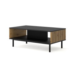 Coffee table RAVENNA F 90 by 60 cm, black matt with artisan oak, black frame
