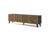 TV unit RAVENNA F 200 cm, 4 doors, black matt with artisan oak, black legs