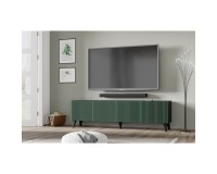 TV unit RAVENNA F 200 cm, 4 doors, black matt with dark green, black legs