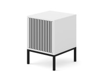 Nightstand RAVENNA F 41 cm with a door, white with black, black frame