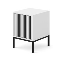 Nightstand RAVENNA F 41 cm with a door, white with black, black frame