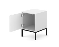 Nightstand RAVENNA F 41 cm with a door, white with black, black frame