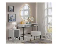 Nightstand RAVENNA F 41 cm with a door, white with black, black frame