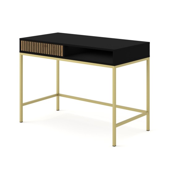 Vanity desk RAVENNA F 112 cm with a drawer, black matt with artisan oak, golden frame Vanity desk RAVENNA F 112 cm with a drawer, black matt with artisan oak, golden frame