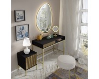 Vanity desk RAVENNA F 112 cm with a drawer, black matt with artisan oak, golden frame Vanity desk RAVENNA F 112 cm with a drawer, black matt with artisan oak, golden frame