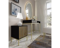 Vanity desk RAVENNA F 112 cm with a drawer, black matt with artisan oak, golden frame Vanity desk RAVENNA F 112 cm with a drawer, black matt with artisan oak, golden frame