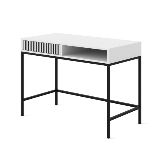 Vanity desk RAVENNA F 112 cm with a drawer, white with black, black frame Vanity desk RAVENNA F 112 cm with a drawer, white with black, black frame