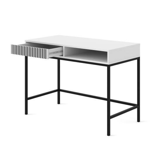 Vanity desk RAVENNA F 112 cm with a drawer, white with black, black frame Vanity desk RAVENNA F 112 cm with a drawer, white with black, black frame