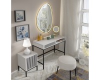 Vanity desk RAVENNA F 112 cm with a drawer, white with black, black frame Vanity desk RAVENNA F 112 cm with a drawer, white with black, black frame