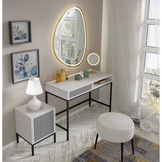Vanity desk RAVENNA F 112 cm with a drawer, white with black, black frame Vanity desk RAVENNA F 112 cm with a drawer, white with black, black frame