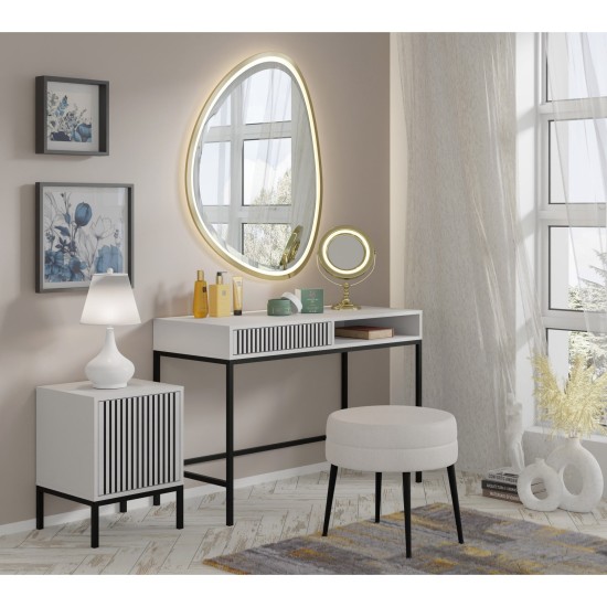 Vanity desk RAVENNA F 112 cm with a drawer, white with black, black frame Vanity desk RAVENNA F 112 cm with a drawer, white with black, black frame