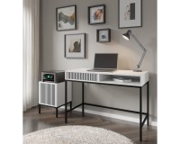 Vanity desk RAVENNA F 112 cm with a drawer, white with black, black frame Vanity desk RAVENNA F 112 cm with a drawer, white with black, black frame