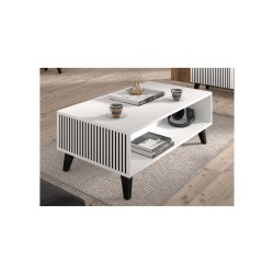 Стол журнальный RAVENNA PB 90 на 60 см, белый с чёрным, чёрные ножки