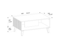 Coffee table RAVENNA PB 90 by 60 cm, white with black, black legs