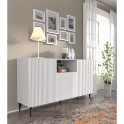 שידה RAVENNA PB 150, שתי דלתות וגומחה, לבן מט, רגלי מתכת שחורות שידה RAVENNA PB 150, שתי דלתות וגומחה, לבן מט, רגלי מתכת שחורות