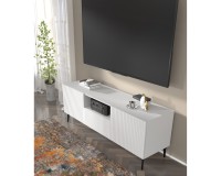 Тумба ТВ RAVENNA PB 150 см, 2 двери и ящик, белый матовый, чёрные металлические ножки
